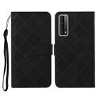 For Huawei P smart 2021 Ethnic Style Embossed Pattern Horizontal Flip Leather Case with Holder & Card Slots & Wallet & Lanyard(Black) - 1