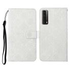 For Huawei P smart 2021 Ethnic Style Embossed Pattern Horizontal Flip Leather Case with Holder & Card Slots & Wallet & Lanyard(White) - 1