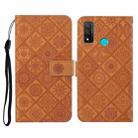 For Huawei P smart 2020 Ethnic Style Embossed Pattern Horizontal Flip Leather Case with Holder & Card Slots & Wallet & Lanyard(Brown) - 1