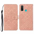 For Huawei P smart 2020 Ethnic Style Embossed Pattern Horizontal Flip Leather Case with Holder & Card Slots & Wallet & Lanyard(Pink) - 1