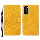 For Huawei P40 Ethnic Style Embossed Pattern Horizontal Flip Leather Case with Holder & Card Slots & Wallet & Lanyard(Yellow) - 1