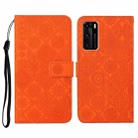 For Huawei P40 Ethnic Style Embossed Pattern Horizontal Flip Leather Case with Holder & Card Slots & Wallet & Lanyard(Orange) - 1