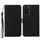 For Huawei P40 Ethnic Style Embossed Pattern Horizontal Flip Leather Case with Holder & Card Slots & Wallet & Lanyard(Black) - 1