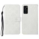 For Huawei P40 Ethnic Style Embossed Pattern Horizontal Flip Leather Case with Holder & Card Slots & Wallet & Lanyard(White) - 1