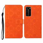 For Huawei P40 Pro Ethnic Style Embossed Pattern Horizontal Flip Leather Case with Holder & Card Slots & Wallet & Lanyard(Orange) - 1