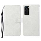For Huawei P40 Pro Ethnic Style Embossed Pattern Horizontal Flip Leather Case with Holder & Card Slots & Wallet & Lanyard(White) - 1