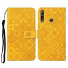 Huawei P40 lite E / Y7p Ethnic Style Embossed Pattern Horizontal Flip Leather Case with Holder & Card Slots & Wallet & Lanyard(Yellow) - 1