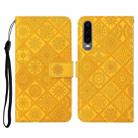 For Huawei P30 Ethnic Style Embossed Pattern Horizontal Flip Leather Case with Holder & Card Slots & Wallet & Lanyard(Yellow) - 1