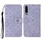 For Huawei P30 Ethnic Style Embossed Pattern Horizontal Flip Leather Case with Holder & Card Slots & Wallet & Lanyard(Purple) - 1