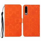 For Huawei P30 Ethnic Style Embossed Pattern Horizontal Flip Leather Case with Holder & Card Slots & Wallet & Lanyard(Orange) - 1