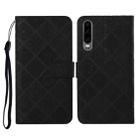 For Huawei P30 Ethnic Style Embossed Pattern Horizontal Flip Leather Case with Holder & Card Slots & Wallet & Lanyard(Black) - 1