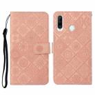 For Huawei P30 lite Ethnic Style Embossed Pattern Horizontal Flip Leather Case with Holder & Card Slots & Wallet & Lanyard(Pink) - 1