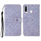 For Huawei P30 lite Ethnic Style Embossed Pattern Horizontal Flip Leather Case with Holder & Card Slots & Wallet & Lanyard(Purple) - 1