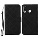 For Huawei P30 lite Ethnic Style Embossed Pattern Horizontal Flip Leather Case with Holder & Card Slots & Wallet & Lanyard(Black) - 1