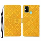 For Huawei Honor 9A Ethnic Style Embossed Pattern Horizontal Flip Leather Case with Holder & Card Slots & Wallet & Lanyard(Yellow) - 1