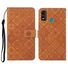 For Huawei Honor 9X Lite Ethnic Style Embossed Pattern Horizontal Flip Leather Case with Holder & Card Slots & Wallet & Lanyard(Brown) - 1