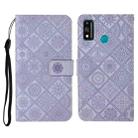 For Huawei Honor 9X Lite Ethnic Style Embossed Pattern Horizontal Flip Leather Case with Holder & Card Slots & Wallet & Lanyard(Purple) - 1