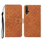For Huawei Honor 20 Ethnic Style Embossed Pattern Horizontal Flip Leather Case with Holder & Card Slots & Wallet & Lanyard(Brown) - 1