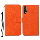 For Huawei Honor 20 Ethnic Style Embossed Pattern Horizontal Flip Leather Case with Holder & Card Slots & Wallet & Lanyard(Orange) - 1