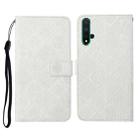 For Huawei Honor 20 Ethnic Style Embossed Pattern Horizontal Flip Leather Case with Holder & Card Slots & Wallet & Lanyard(White) - 1