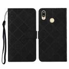 For Huawei Y7 (2019) Ethnic Style Embossed Pattern Horizontal Flip Leather Case with Holder & Card Slots & Wallet & Lanyard(Black) - 1