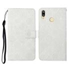 For Huawei Y7 (2019) Ethnic Style Embossed Pattern Horizontal Flip Leather Case with Holder & Card Slots & Wallet & Lanyard(White) - 1