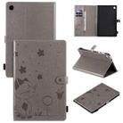 For Lenovo Tab M10 Plus TB-X606F Cat Bee Embossing Pattern Shockproof Table PC Protective Horizontal Flip Leather Case with Holder & Card Slots & Wallet & Pen Slot & Wake-up / Sleep Function(Grey) - 1