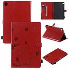 For Samsung Galaxy S6 Lite P610 Cat Bee Embossing Pattern Shockproof Table PC Protective Horizontal Flip Leather Case with Holder & Card Slots & Wallet & Pen Slot & Wake-up / Sleep Function(Red) - 1