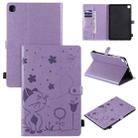 For Samsung Galaxy S6 Lite P610 Cat Bee Embossing Pattern Shockproof Table PC Protective Horizontal Flip Leather Case with Holder & Card Slots & Wallet & Pen Slot & Wake-up / Sleep Function(Purple) - 1