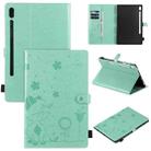 For Samsung Galaxy Tab S6 T860 Cat Bee Embossing Pattern Shockproof Table PC Protective Horizontal Flip Leather Case with Holder & Card Slots & Wallet & Pen Slot & Wake-up / Sleep Function(Green) - 1