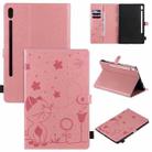 For Samsung Galaxy Tab S6 T860 Cat Bee Embossing Pattern Shockproof Table PC Protective Horizontal Flip Leather Case with Holder & Card Slots & Wallet & Pen Slot & Wake-up / Sleep Function(Pink) - 1