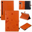 For Samsung Galaxy Tab S6 T860 Cat Bee Embossing Pattern Shockproof Table PC Protective Horizontal Flip Leather Case with Holder & Card Slots & Wallet & Pen Slot & Wake-up / Sleep Function(Orange) - 1