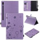 For Samsung Galaxy Tab S6 T860 Cat Bee Embossing Pattern Shockproof Table PC Protective Horizontal Flip Leather Case with Holder & Card Slots & Wallet & Pen Slot & Wake-up / Sleep Function(Purple) - 1