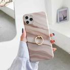 For iPhone 11 Pro Max Frosted IMD Series TPU Protective Case with Ring Holder (Creamy Coffee) - 1