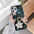 For iPhone 11 Pro Double-sided Film IMD Flowers Pattern Shockproof TPU Protective Case with Ring Holder (Green Magnolia) - 1
