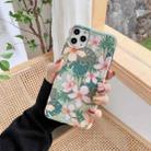 For iPhone 11 Pro Vintage Flowers Pattern Shockproof TPU Protective Case (Green Background White Flower) - 1