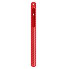 TPU Carbon Fiber Pattern Capacitor Stylus Pen Protective Case with Hook For Apple Pencil 1(Red) - 1