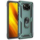 For Xiaomi Poco X3 NFC Shockproof TPU + PC Protective Case with 360 Degree Rotating Holder(Dark Green) - 1