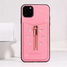 For iPhone 11 Pro Starry Sky Star Zipper Protective Case with Card Slot(Pink) - 1