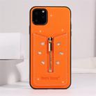 For iPhone 11 Pro Starry Sky Star Zipper Protective Case with Card Slot(Orange) - 1