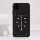 For iPhone 11 Starry Sky Star Zipper Protective Case with Card Slot(Black) - 1