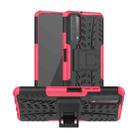 For Huawei P Smart(2021)/Y7a Tire Texture Shockproof TPU+PC Protective Case with Holder(Pink) - 1