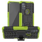 For OnePlus Nord N10 5G Tire Texture Shockproof TPU+PC Protective Case with Holder(Green) - 1