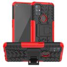 For OnePlus Nord N10 5G Tire Texture Shockproof TPU+PC Protective Case with Holder(Red) - 1