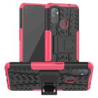 For OnePlus Nord N100 Tire Texture Shockproof TPU+PC Protective Case with Holder(Pink) - 1