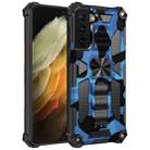 For Samsung Galaxy S21 Ultra 5G Camouflage Armor Shockproof TPU + PC Magnetic Protective Case with Holder(Dark Blue) - 1
