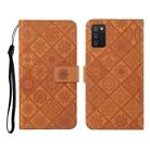 For Samsung Galaxy A02s (US Version) Ethnic Style Embossed Pattern Horizontal Flip Leather Case with Holder & Card Slots & Wallet & Lanyard(Brown) - 1