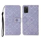 For Samsung Galaxy A02s (US Version) Ethnic Style Embossed Pattern Horizontal Flip Leather Case with Holder & Card Slots & Wallet & Lanyard(Purple) - 1
