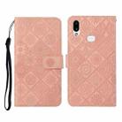 For Samsung Galaxy A10s Ethnic Style Embossed Pattern Horizontal Flip Leather Case with Holder & Card Slots & Wallet & Lanyard(Pink) - 1