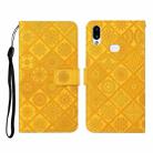 For Samsung Galaxy A10s Ethnic Style Embossed Pattern Horizontal Flip Leather Case with Holder & Card Slots & Wallet & Lanyard(Yellow) - 1